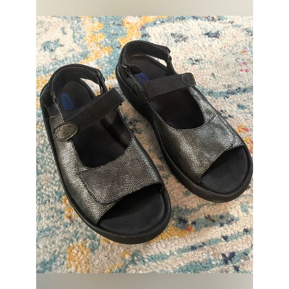 Wolky Pichu Caviar Leather Black Slingback Comfort Sandals 41/US9.5
